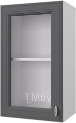 Шкаф навесной для кухни Горизонт Мебель Ева 40 с витриной (графит софт)