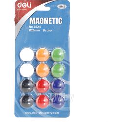 Кнопки магнитн. "Magnet" 20 мм, 12 шт., ассорти, блистер Deli E7824