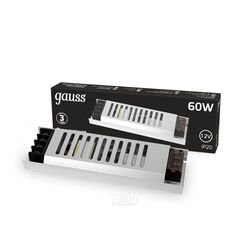 Блок питания LED Strip PS для светодиодной ленты 60Вт 12В IP20 ультратонкий (драйвер) GAUSS 202001060