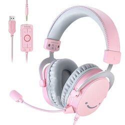 Наушники с микрофоном FIFINE H9P 7.1, съемный микрофон, Pink-Grey