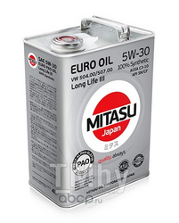 Моторное масло MITASU 5W30 4L EURO PAO LL III (ACEA C3 API SN VW 504.00 507.00 BMW LL-04, MB229.51) MJ-210-4