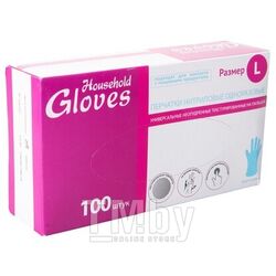 Перчатки Household Gloves KN003B, нитриловые текстурированные на пальцах, голубые, L 500/50 Household 5405260B