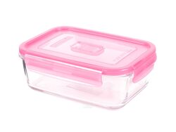 Контейнер стеклянный "Purebox Active pink" 380 мл прямоугольный с пластмассовой крышкой (арт. P4588, код 155330)