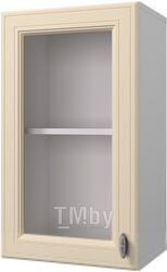 Шкаф навесной для кухни Горизонт Мебель Ева 40 с витриной (тирамису софт)