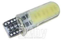 Лампа автомобильная светодиодная T10W (W2.1x9.5d) 2COB 5050 WHITE 6000K в силиконе 12V MEGA ELECTRIC ME-070212CW