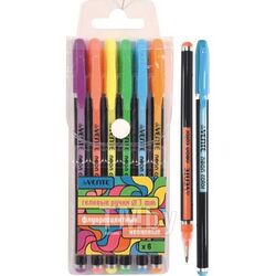 Ручки гелевые 06 цв. набор, "Neon Black" d=1 мм, неоновые флуоресцентные цвета, в блистере, deVente 5051812