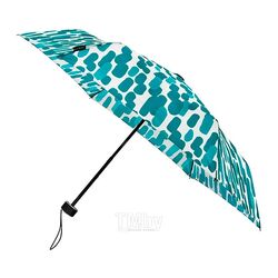 Зонт складной механ. 90 см, ручка пласт. ветрозащитный, 3-х секционный, плоский, в чехле, бирюзов.-разноцветный Impliva LGF-215-B