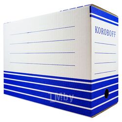 Коробка архивная 150 мм белый/синий Koroboff оф150бел