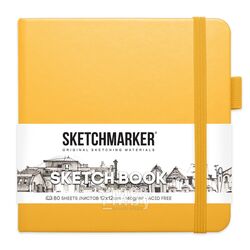 Скетчбук 12*12 см, 140 г/м2, 80 л., желтый Sketchmarker 2314402SM
