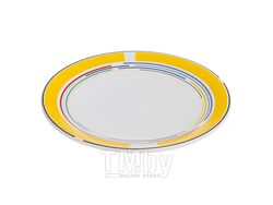 Тарелка десертная керамическая, 199 мм, круглая, серия Самсун, желтая полоска, PERFECTO LINEA
