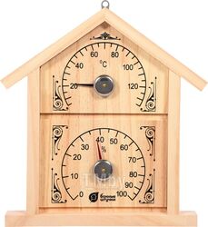 Термометр с гигрометром Банная станция "Домик" 23,6х22х2,5 см для бани и сауны, "Банные штучки" (БАННЫЕ ШТУЧКИ)