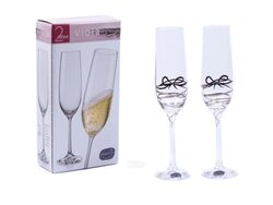 Набор бокалов для шампанского стекляннях декор. "Viola" 2 шт. 190 мл Crystalex