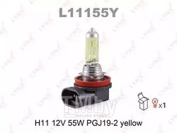 Лампа галогенная H11 12V 55W PGJ19-2 YELLOW LYNXauto L11155Y