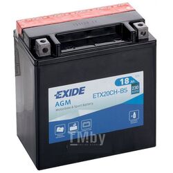 Аккумуляторная батарея EXIDE ETX20CH-BS евро 18Ah 230A 150/87/161 moto ETX20CH-BS