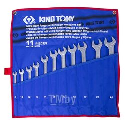 Набор комбинированных удлиненных ключей KING TONY 8-24 мм, чехол из теторона, 11 предметов 12A1MRN