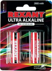 Ультра алкалиновая батарейка AA/LR6 1,5 V 2 шт. блистер REXANT