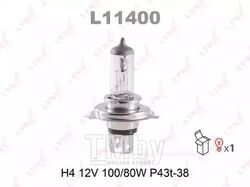 Лампа галогенная H4 12V 100/80W P43T-38 LYNXauto L11400