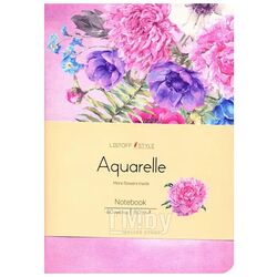 Книга для записей А6+ 80л Aquarelle. Цветы на розовом обл. иск. кожа, цвет. срез КанцЭксмо КЗАК6803004
