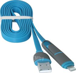 Кабель USB Defender USB10-03BP синий, MicroUSB + Lightning,1м