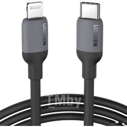 Кабель UGREEN Skin Friendly USB-C to Lightning Silicone Cable 1m US387 (Black) 20304