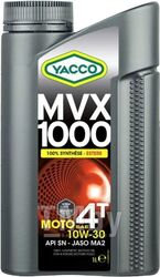 Масло моторное синтетическое 1 л - API SN, JASO MA2, полностью синтетическое масло с добавлением эстеров YACCO YACCO 10W30 MVX 1000 4T/1