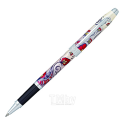 Ручка роллер "Botanica Red Hummingbird Vine" 0,7 мм, метал., подарочн. упак., красный/серебристый, стерж. черный Cross AT0645-3