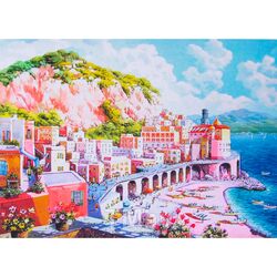 Алмазная живопись 40*50см Прибрежный город Darvish DV-9511-94