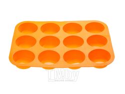 Форма для выпечки, силиконовая, прямоугольная на 12 кексов, 33х25х3 см, оранж., PERFECTO LINEA