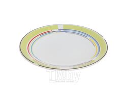 Тарелка десертная керамическая, 199 мм, круглая, серия Самсун, оливковая полоска, PERFECTO LINEA
