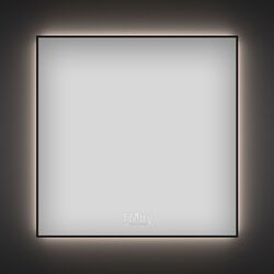 Квадратное зеркало с фоновой LED-подсветкой Wellsee 7 Rays Spectrum 172200390 (80*80 см, черный контур, сенсорная кнопка)