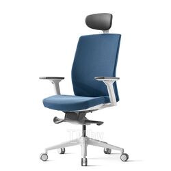 Кресло для руководителя J2, бел. рама, регулир. подголовн., регул. подлокотн., спинка-ткань, сиденье-ткань, крест.-пластик, голубой Bestuhl C3-J2G120L-I44-B1
