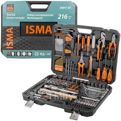 Набор инструментов 216пр. 1/4", 1/2" (6гр.) (4-27мм) ISMA ISMA-38841DS