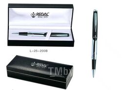 Ручка "REGAL 25" шариковая (серия Margaret) в футляре, черно-серебристый корпус Regal L-25-200B