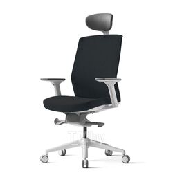 Кресло для руководителя J1, бел. рама, регулир. подголовн., регул. подлокотн., спинка-сетка, сиденье-ткань, крест.-пластик, черный Bestuhl C3-J1G120L-I11-B1