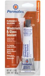 Герметик для заделывания протечек люков, стекол и фар, прозрачный силиконовый суперпроникающий Flowable Silicone Windshield &Glass Sealer, темп.-62+232С, 42 гр PERMATEX 81730
