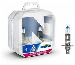 Комплект галогенных ламп 2шт H1 12V 55W RANGE POWER 150 (на 150% больше света на дороге) NARVA 48068RP150-S