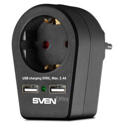 Фильтр SVEN SF-S1U (16A,1 евро розетка,2 USB) черный, блистер