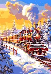 Набор для рисования по номерам, картина 20х28,5 см "Поезд в пути" (основа на карт, краски, кисть) LORI Кпн-332