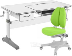 Парта+стул Anatomica Uniqa Lite Armata Duos (белый/серый/зеленый)