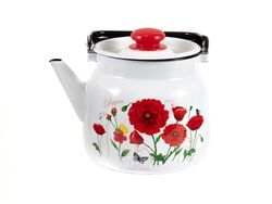 Чайник металлический эмалированный "красные маки" 3,5 л Эстет ЭТ-72809