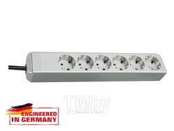 Удлинитель 1.5м (6 роз., 3.3кВт, с/з, ПВС) светло-серый Brennenstuhl Eco-Line (провод 3х1,5мм2; сила тока 16А; с/з - с заземляющим контактом)