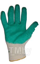 Рабочие перчатки х/б одинарный облив латекса (зелёный) для СТО, для работы с древесиной и работы с двигателями MYPROTECT PR703