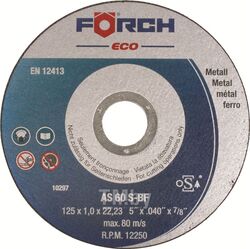 Отрезной круг 125x1.0 прямой сталь и нержавейка FORCH 5809N12510