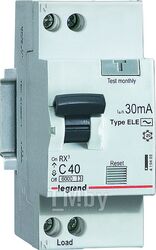 Дифференциальный автоматический выключатель RX3 1P+N C 6A 30mA 6kA 2M Legrand 419396