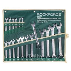 Набор ключей комбинированных 18пр. (8-19, 21, 22, 24, 27, 30, 32мм),на полотне Rock FORCE RF-5281P(M-P)(5181)