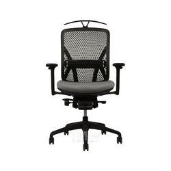 Кресло для руководителя, каркас черный, подголовник, ткань черная, 3D подлокотники Chair Meister Yera