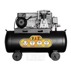 Компрессор, 2,5кВт, 3,4лс, 330 л/мин, 100л, 2 цил, 2 вых, ев,масл. Рем PIT PAC100-C