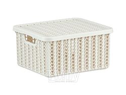 Ящик для хранения с крышкой ВЯЗАНИЕ 85х148х170мм (белый) (IDEA)