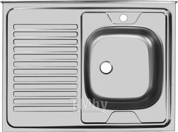 Кухонная мойка Ukinox Стандарт 800х600 без перелива, 0,5 мм, выпуск 1 1/2" (матовый) (STD800.600 ---5C 0R-)