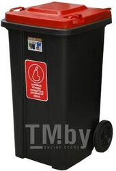Бак мусорный с крышкой 120 л (красная крышка) ZETA МП-ТВ-944683/К